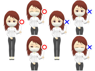 [OK NG B] Woman shirts wavy hair front