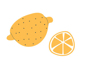 Lemon. Slice of lemon. Isolated on white background. Vector illustration. Eps 10