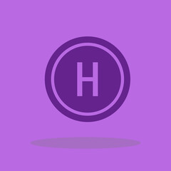 Helicopter land vector icon illustration sign