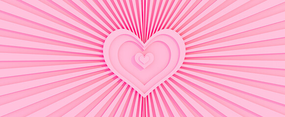 3d rendered origami pink heart for background, presentation, branding,post,advertising.