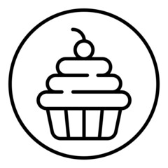 Cherry Cake Flat Icon Isolated On White Background