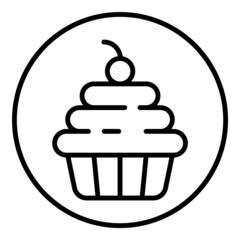 Cherry Cake Flat Icon Isolated On White Background