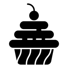 Cherry Cake Flat Icon Isolated On White Background