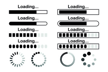 Loading bar icons set. loading bar progress icon. Download progress. Collection loading status, loading symbol. Vector illustration isolated on a white background.