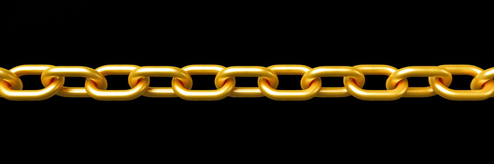 3d model of golden chain isolated on black background 