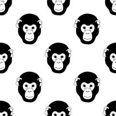 Seamless illustration with monkeys in monochrome.