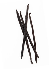 Dried Vanilla sticks isolated on white backgrounds.