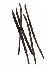 Dried Vanilla sticks isolated on white backgrounds.