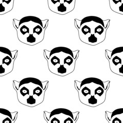 Obraz premium Seamless illustration with lemurs in monochrome.