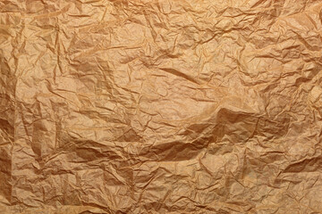 Crumpled craft brown paper texture for background