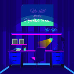Illustration of workspace at night