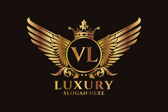 Luxury royal wing Letter VL crest Gold color Logo vector, Victory logo, crest logo, wing logo, vector logo template.