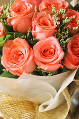 Bouquet of Pink Roses for Special Day and Valentine's Day