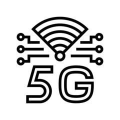 5g high speed network line icon vector. 5g high speed network sign. isolated contour symbol black illustration