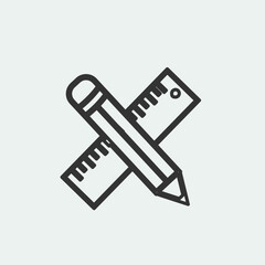 Pencil and ruler vector icon illustration sign