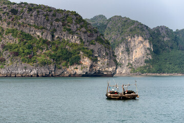 Traditional fishing boats in Ha Long Bay