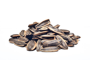 Sunflower seeds on white background  
