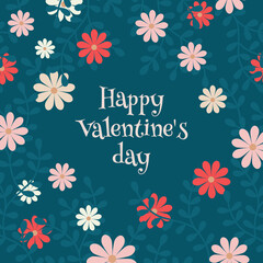 Happy Valentines Day, Floral, Greeting card