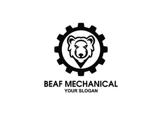 Beaf mechanical logo design and business Vector