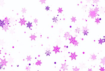 Light Pink vector layout with bright snowflakes.