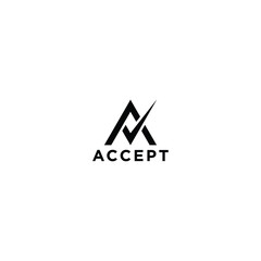 Letter A Tick or Check Mark Logo Design Vector Icon Graphic Emblem Illustration Background Template