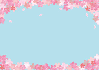 Obraz na płótnie Canvas 桜の花の水彩風手描きフレーム