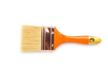 Top view paint brush on a white background