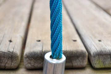 close up of climbing rope in playground