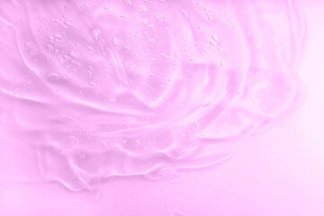 Pink gel smudge background. Hyaluronic acid for skin care with collagen and retinol. Skincare...