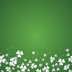 St.Patrick's Day green vector background with clover leaves
