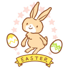 イースターうさぎと星形フレーム ベクターイラスト