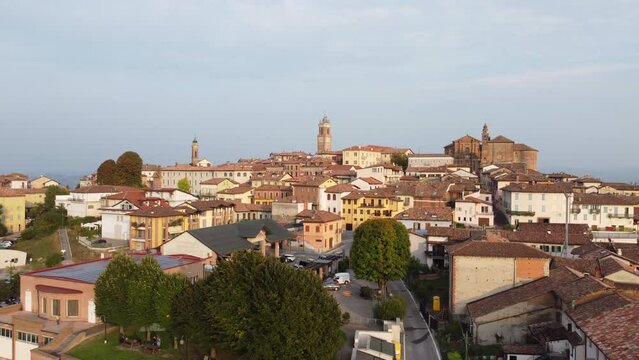 La Morra aerial view in Langhe vineyard, Piedmont Italy (Piemonte) near Barolo