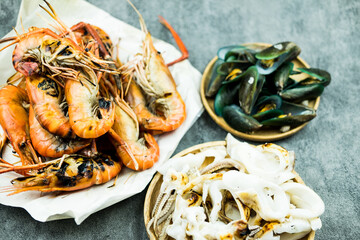 Thailand seafood set. Famous seafood in Thailand