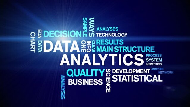 4k Data Analytics Animated Tag Word Cloud;Text Design big data Animation typography seamless loop.