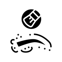 allergies to eyebrow cosmetics glyph icon vector. allergies to eyebrow cosmetics sign. isolated contour symbol black illustration