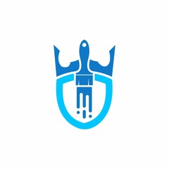 Vector Graphic of a Crown a Paint Brush and a Shield Perfect for a Company Logo