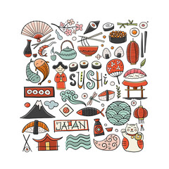 Japaneese Food and Traditions. Frame for your design