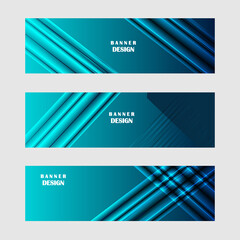 Naklejka premium Set of blue banner background vector design
