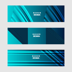 Set of blue banner background vector design