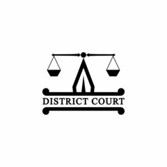 district court logo emblem. scales on the cutting edge.