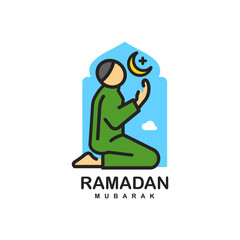 Islamic prayer logo design vector illustration