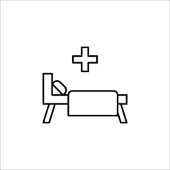 Fototapeta premium Hospital icon, person in hospital bed vector icon. filled flat sign for mobile concept and web design.