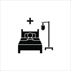 Hospital icon, person in hospital bed vector icon. filled flat sign for mobile concept and web design.