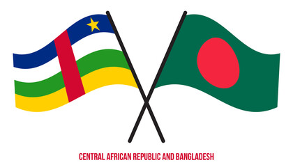 Central African Republic and Bangladesh Flags Crossed And Waving Flat Style. Official Proportion.