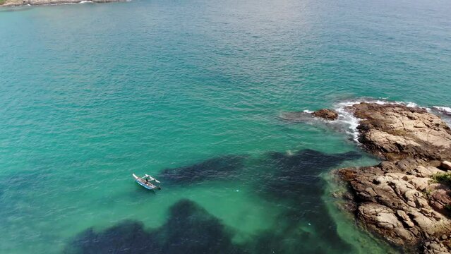 Aerial view of Indian ocean coast in Sri Lanka