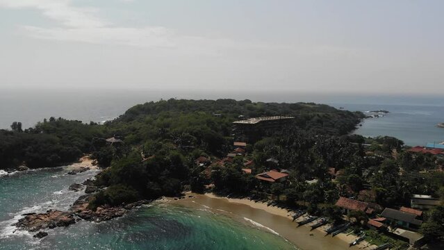 Aerial view of Indian ocean coast in Sri Lanka