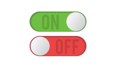 On and Off toggle switch buttons, Red and green switch buttons set