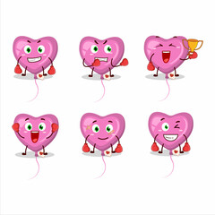 Fototapeta premium A sporty pink love balloonboxing athlete cartoon mascot design