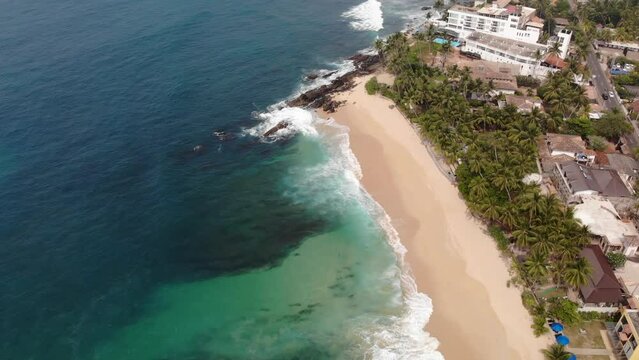 Aerial view of Indian ocean coast in Sri Lanka