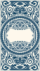 Decorative monochrome ornate retro floral blank card